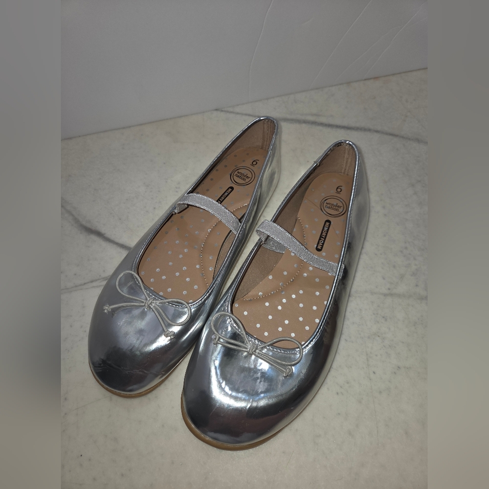 Wonder Nation Shiny Silver Kids Dress Shoes